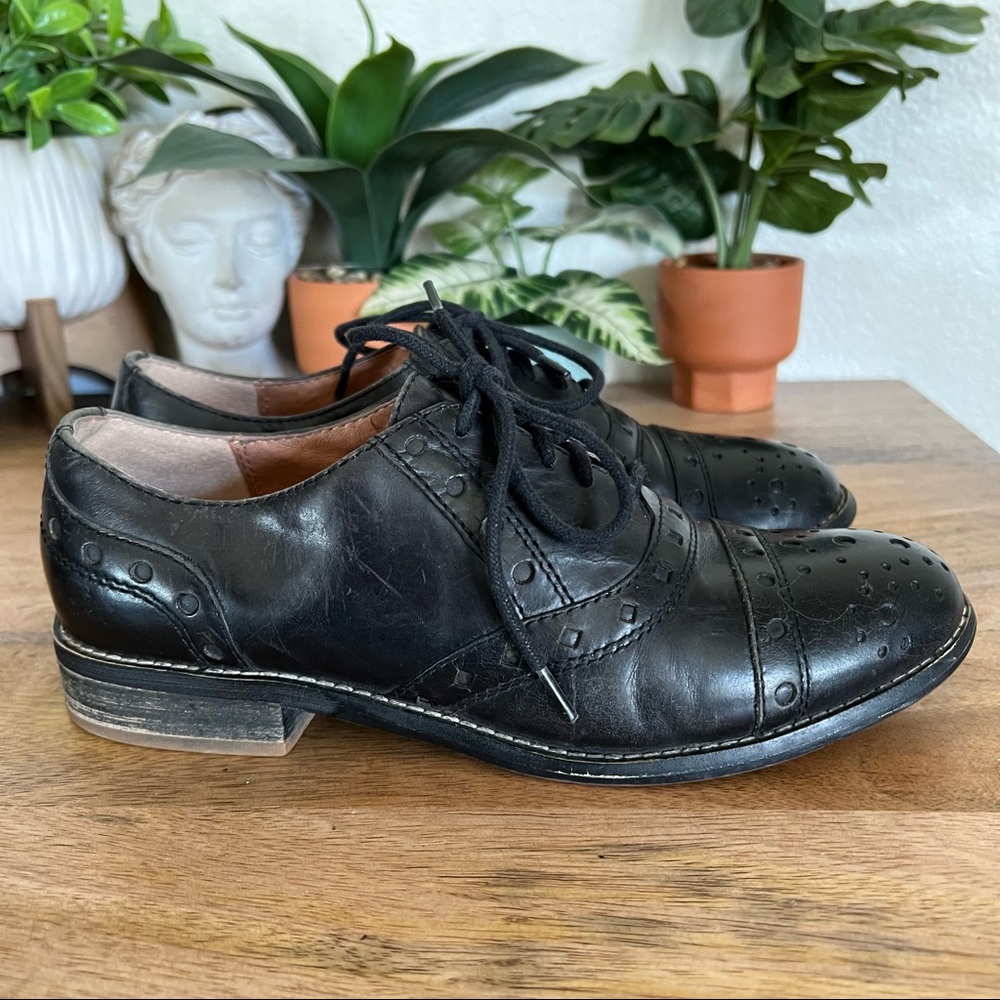 Miz Mooz Monaco Lace Up Leather Oxford SZ 7 Black